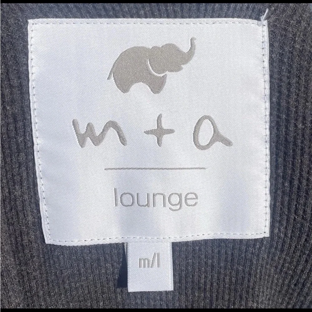 Monica + Andy Dark Gray Comfy Lounge Waffle Robe Pockets M/L 100% Organic Cotton - Picture 3 of 4